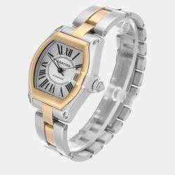 Cartier Roadster Steel Yellow Gold Silver Dial Men's Watch 38.0 mm