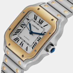 Cartier Santos Medium Steel Yellow Gold Mens Watch W2SA0016 35.1 mm x 41.9 mm  