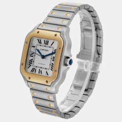 Cartier Santos Medium Steel Yellow Gold Mens Watch W2SA0016 35.1 mm x 41.9 mm  