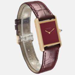 Cartier Tank Louis Large Yellow Gold Burgundy Dial Men's Watch WGTA0190 25.5 x 33.7 mm