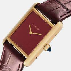 Cartier Tank Louis Large Yellow Gold Burgundy Dial Men's Watch WGTA0190 25.5 x 33.7 mm