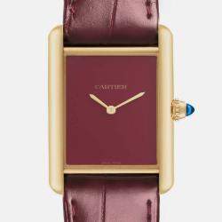 Cartier Tank Louis Large Yellow Gold Burgundy Dial Men's Watch WGTA0190 25.5 x 33.7 mm