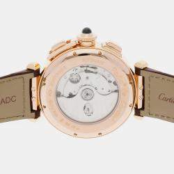 Cartier Silver 18k Rose Gold Pasha W3019951 Automatic Men's Wristwatch 42 mm