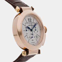 Cartier Silver 18k Rose Gold Pasha W3019951 Automatic Men's Wristwatch 42 mm