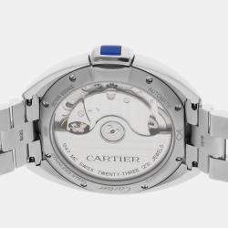 Cartier Silver Stainless Steel Cle de Cartier Automatic Men's Wristwatch 35 mm