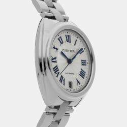 Cartier Silver Stainless Steel Cle de Cartier Automatic Men's Wristwatch 35 mm