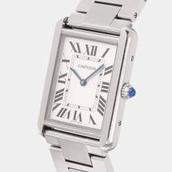 Cartier Silver Stainless Steel Tank Solo W5200014 Unisex Wristwatch 28 mm