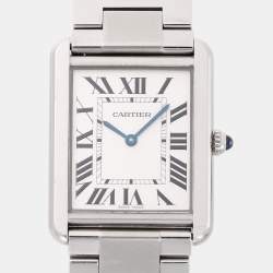 Cartier Silver Stainless Steel Tank Solo W5200014 Unisex Wristwatch 28 mm