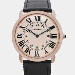 Cartier Cream 18K Rose Gold Ronde Louis Manual Winding Men's Wristwatch 36 mm