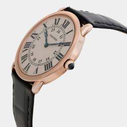 Cartier Cream 18K Rose Gold Ronde Louis Manual Winding Men's Wristwatch 36 mm