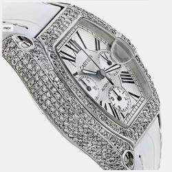 Cartier Customised Black 6.00CT Diamond Stainless Steel Roadster W62020X6 Automatic Men's Wristwatch 47 MM