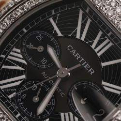 Cartier Customised Silver 23.00CT Diamond Stainless Steel Roadster W62020X6 Automatic Men's Wristwatch 47mm