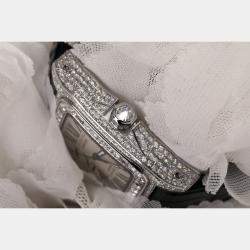 Cartier Customised Silver 15.00CT Diamond Stainless Steel Santos 100 W20073X8 Automatic Men's Wristwatch 41 MM
