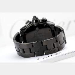 Cartier Customised Black Diamond Stainless Steel Roadster W62020X6 Automatic Men's Wristwatch 48mm