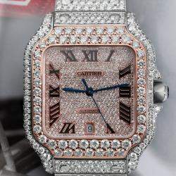 Cartier Customised Black 25CT Diamond 18K Rose Gold Santos de Cartier WSSA0018 Automatic Men's Wristwatch 39.50 MM