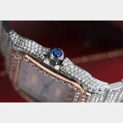 Cartier Customised Black 25CT Diamond 18K Rose Gold Santos de Cartier WSSA0018 Automatic Men's Wristwatch 39.50 MM