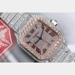Cartier Customised Black 25CT Diamond 18K Rose Gold Santos de Cartier WSSA0018 Automatic Men's Wristwatch 39.50 MM