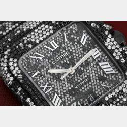 Cartier Customised Black Diamond Stainless Steel Santos de Cartier WSSA0018 Automatic Men's Wristwatch 39.50 MM