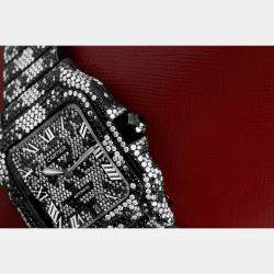 Cartier Customised Black Diamond Stainless Steel Santos de Cartier WSSA0018 Automatic Men's Wristwatch 39.50 MM