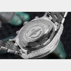 Cartier Customised Diamond Stainless Steel Ballon Bleu W69011Z4 Automatic Men's Wristwatch 37mm