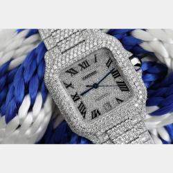 Cartier Customised Black 28CT Diamond 18K Yellow Gold Santos de Cartier 1847 Automatic Men's Wristwatch 39.50 MM