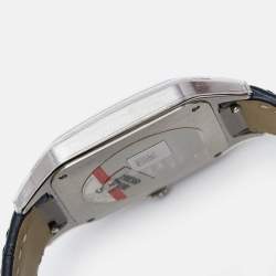 Pre Owned Cartier Silver Stainless Steel Alligator Leather Santos-Dumont WSSA0022 Women's Wriswatch 31.40 mm
