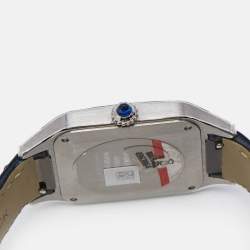 Pre Owned Cartier Silver Stainless Steel Alligator Leather Santos-Dumont WSSA0022 Women's Wriswatch 31.40 mm