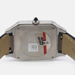 Pre Owned Cartier Silver Stainless Steel Alligator Leather Santos-Dumont WSSA0022 Women's Wriswatch 31.40 mm