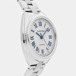Pre Owned Cartier Cle De Cartier WSCL0006 Automatic Stainless Steel Silver Dial Men's Wristwatch 35mm