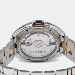 Cartier Silver 18K Rose Gold Stainless Cle de Cartier W2CL0003 Unisex Wristwatch 35 mm