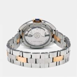 Cartier Silver 18K Rose Gold Stainless Cle de Cartier W2CL0003 Unisex Wristwatch 35 mm