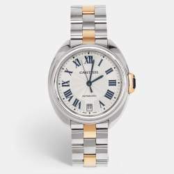 Cartier Silver 18K Rose Gold Stainless Cle de Cartier W2CL0003 Unisex Wristwatch 35 mm