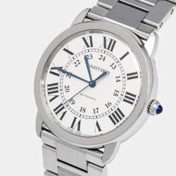 Cartier Silvered Opaline Stainless Steel Ronde Solo WSRN0012 Men's Wristwatch 36 mm