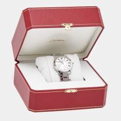 Cartier Silvered Opaline Stainless Steel Ronde Solo WSRN0012 Men's Wristwatch 36 mm
