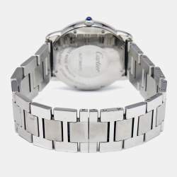 Cartier Silvered Opaline Stainless Steel Ronde Solo WSRN0012 Men's Wristwatch 36 mm