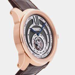 Pre-Owned Cartier Silver Dial Calibre De Cartier Flying Tourbillon Manual Winding Men's Watch 45 mm