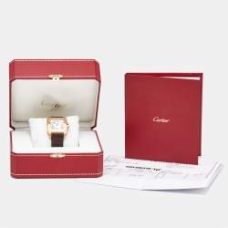 Cartier Silver 18K Rose Gold Alligator Leather Santos 100 W20108Y1 Unisex Wristwatch 33 mm