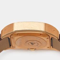 Cartier Silver 18K Rose Gold Alligator Leather Santos 100 W20108Y1 Unisex Wristwatch 33 mm