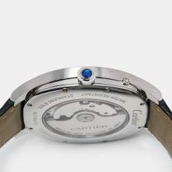 Cartier Silver Stainless Steel Alligator Leather Drive De Cartier Moon Phase WSNM0008 Men's Wristwatch 41 mm
