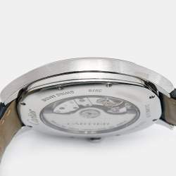 Cartier Silver Stainless Steel Alligator Leather Drive De Cartier Moon Phase WSNM0008 Men's Wristwatch 41 mm