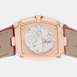 Pre Owned Cartier Baignoire WB520005 Manual Wind Rose Gold Silver Dial Men's Wristwatch 44x32mm