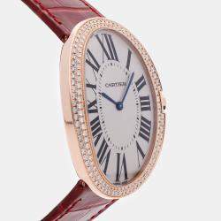 Pre Owned Cartier Baignoire WB520005 Manual Wind Rose Gold Silver Dial Men's Wristwatch 44x32mm