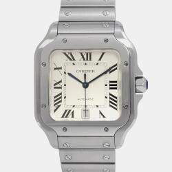 Cartier Silver Stainless Steel Santos WSSA0018 Automatic Men's Wristwatch 39 mm