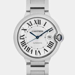 Cartier Silver Stainless Steel Ballon Bleu WSBB0049 Automatic Men's Wristwatch 42 mm