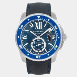 Cartier Blue Stainless Steel Calibre de Cartier WSCA0010 Automatic Men's Wristwatch 42 mm