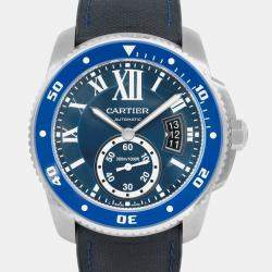 Cartier Blue Stainless Steel Calibre de Cartier WSCA0010 Automatic Men's Wristwatch 42 mm