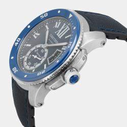 Cartier Blue Stainless Steel Calibre de Cartier WSCA0010 Automatic Men's Wristwatch 42 mm