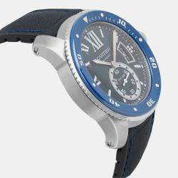 Cartier Blue Stainless Steel Calibre de Cartier WSCA0010 Automatic Men's Wristwatch 42 mm