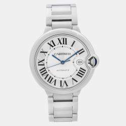 Cartier Silver Stainless Steel Ballon Bleu W69012Z4 Automatic Men's Wristwatch 42 mm