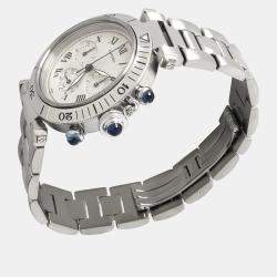 Pre Owned Cartier Silver Stainless Steel Pasha 1050 Quartz Men's Wristwatch 38 mm
